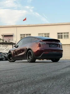 Gloss Metal Black Rose PET Wrap Tesla Model Y Rear