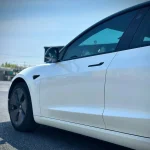 Gloss White Shift Blue PPF Wrap Tesla Model 3 Side View