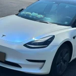 Gloss White Shift Blue PPF Wrap Tesla Model 3