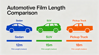 Different vehicle sizes require different lengths of car wrap film.