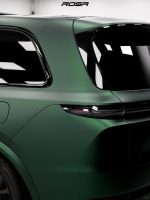 MOZX ROSA Matte Army Green TPU wrap sample, matte dark military green texture close-up, premium automotive paint protection film