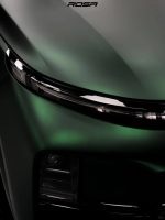 Curved sample of MOZX Matte Army Green TPU car wrap, matte dark green non-reflective surface detail