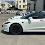 White Iridescent Red Chameleon PPF Tesla Model Y Side View