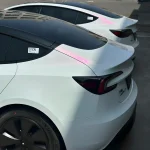 White Iridescent Red PPF Tesla Model Y Rear Tail Detail
