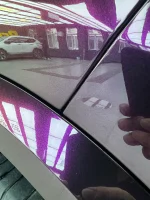 Gloss Black Purple PPF Wrap Panel Gap Installation Shot