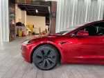 Liquid Metal Cherry Red PET vinyl wrap MOZX Easy series Tesla Model 3 fender shot