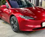 MOZX Easy Liquid Metal Gloss Cherry Red PET wrap on Tesla Model 3 glossy car vinyl film