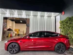 MOZX Easy Liquid Metal Cherry Red PET wrap full side Tesla Model 3 car wrapping