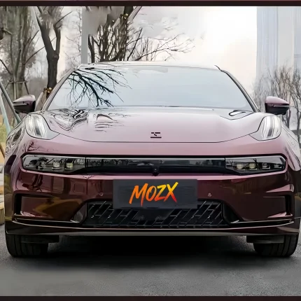 Straight‑on full front shot MOZX Easy metallic rose black PET vinyl wrap