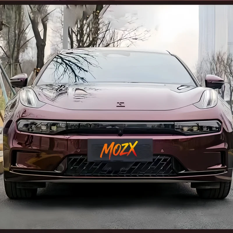 Straight‑on full front shot MOZX Easy metallic rose black PET vinyl wrap