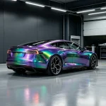 Rear side view MOZX Easy chameleon green blue purple PET car vinyl wrap