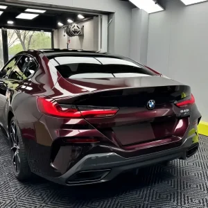 BMW rear profile MOZX Elite metallic rose black glossy TPU car wrap