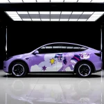 Tesla Model Y purple My Little Pony custom printed cartoon car wrap, studio